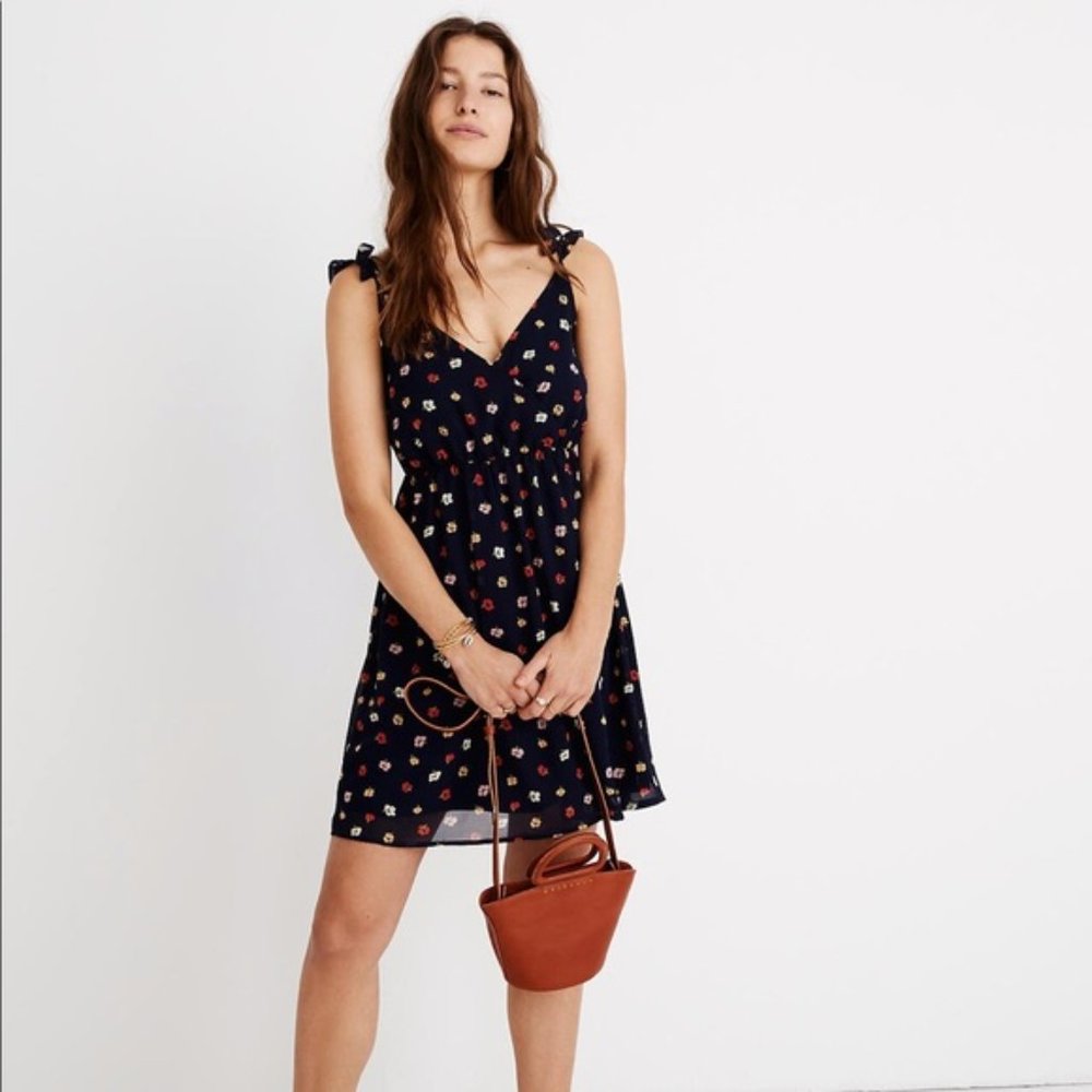 Madewell Ruffle-Strap Wrap Dress Confetti Floral